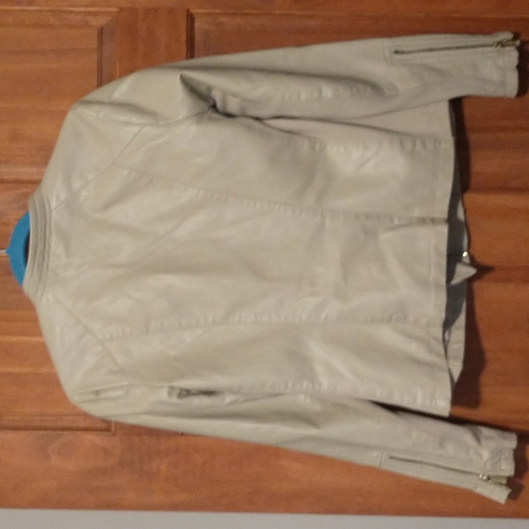 Calvin Klein women's size SP faux leather/cotton jacket with front/sleeve zipper - Picture 11 of 12